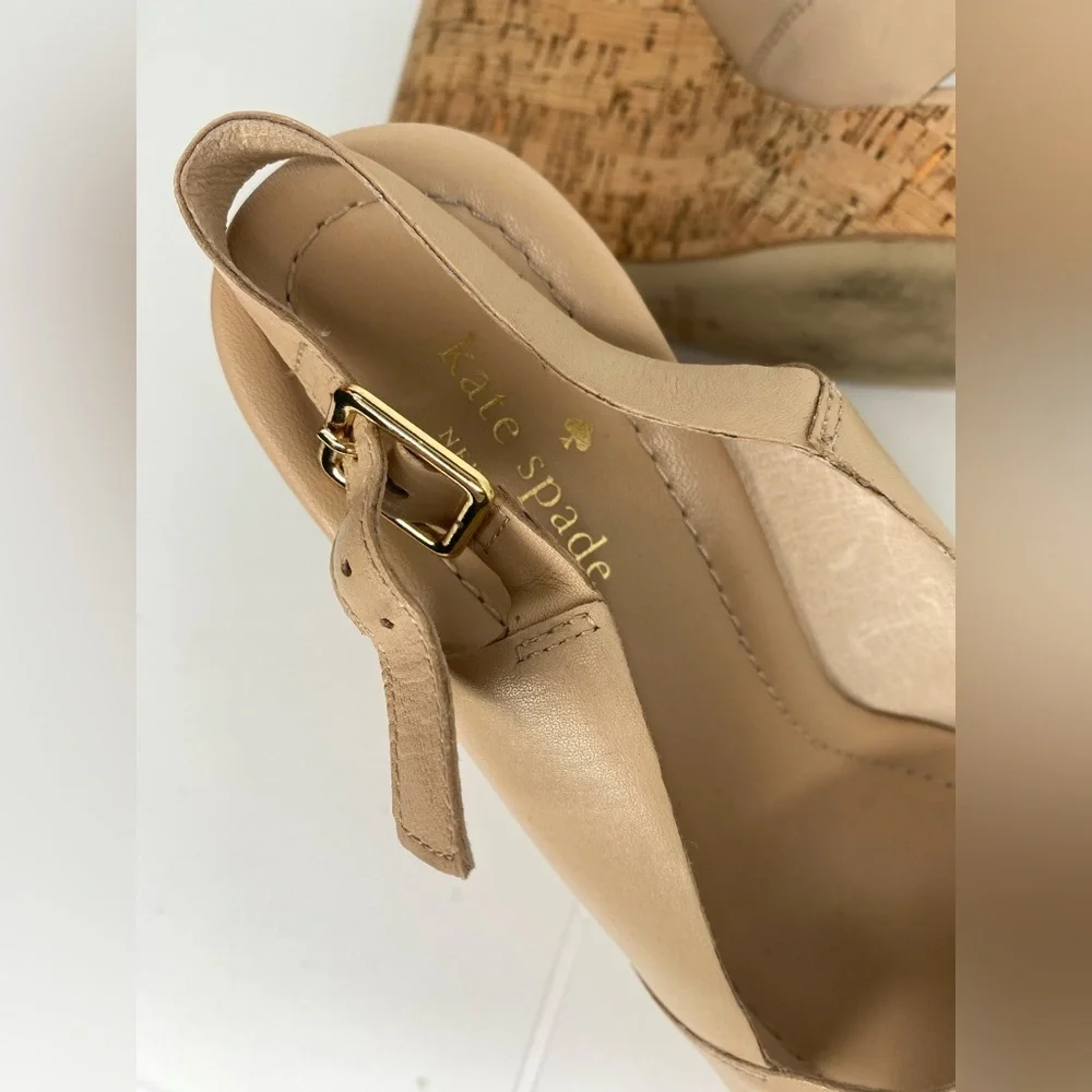 KATE SPADE Rock Stud Tan Wedge Sandals
